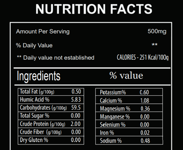 himalayan pure shilajit nutritional facts
